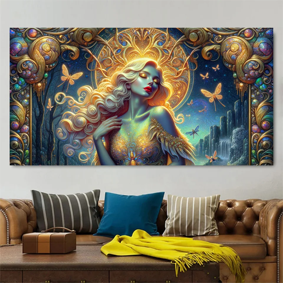 Mysterious moonlit sky woman vibrant,DIY Diamond Painting Large Art,Full diamondMosaic Embroidery,Cross Stitch Kit,Home Decor,