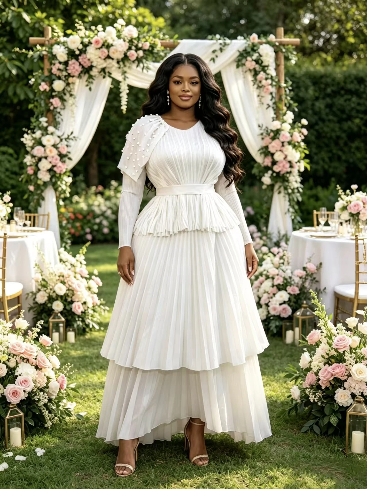 Nigerian Traditional Church Outfit Birthday African Dresses for Woman Wedding Dashiki Robe Africaine Pleated Evening Dress 2026