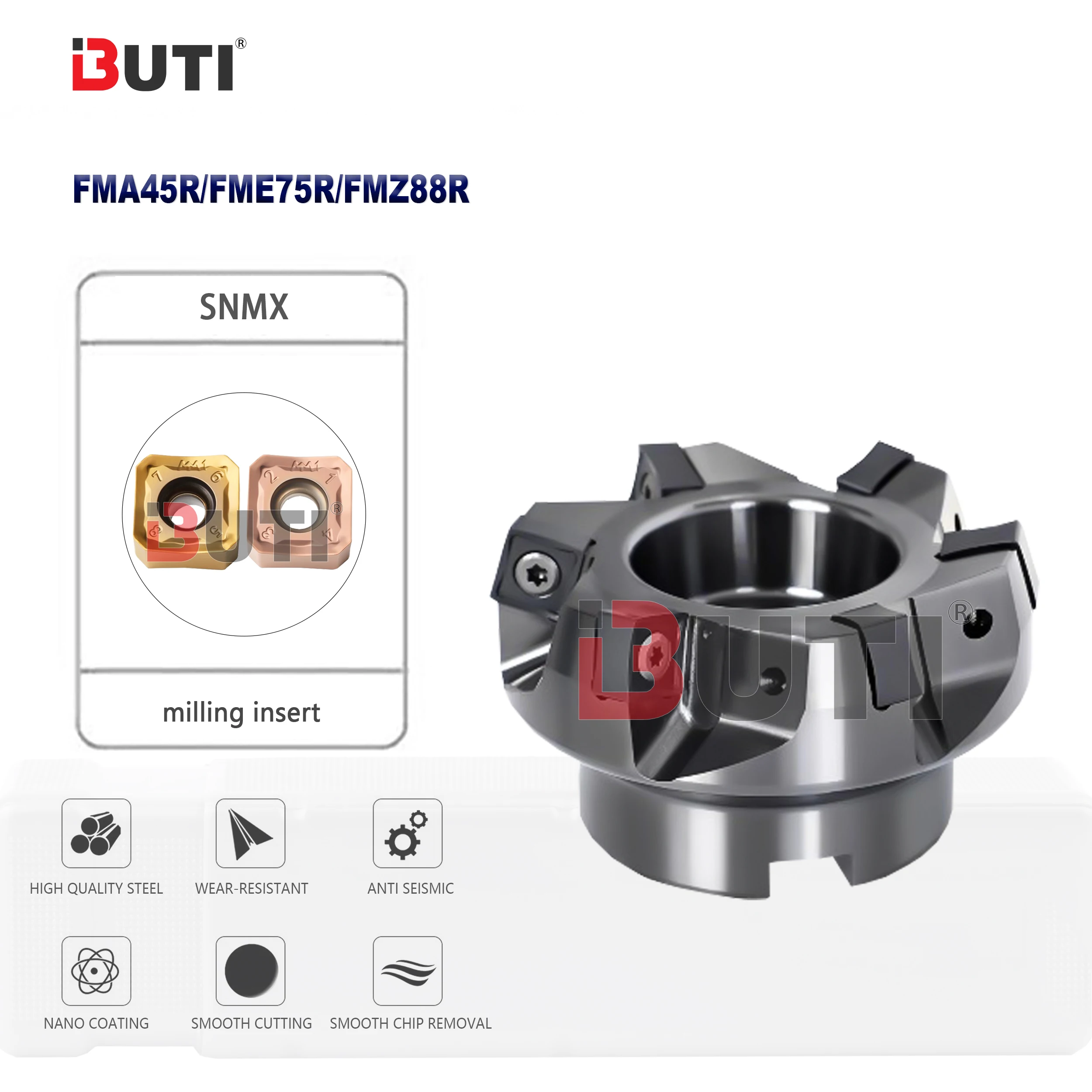 

FMA45R/FME75R/FMZ88R Двусторонние фрезы с восемью лезвиями, 45 градусов/75 градусов/88 градусов, фрезы с быстрой подачей, головка фрез SNMX