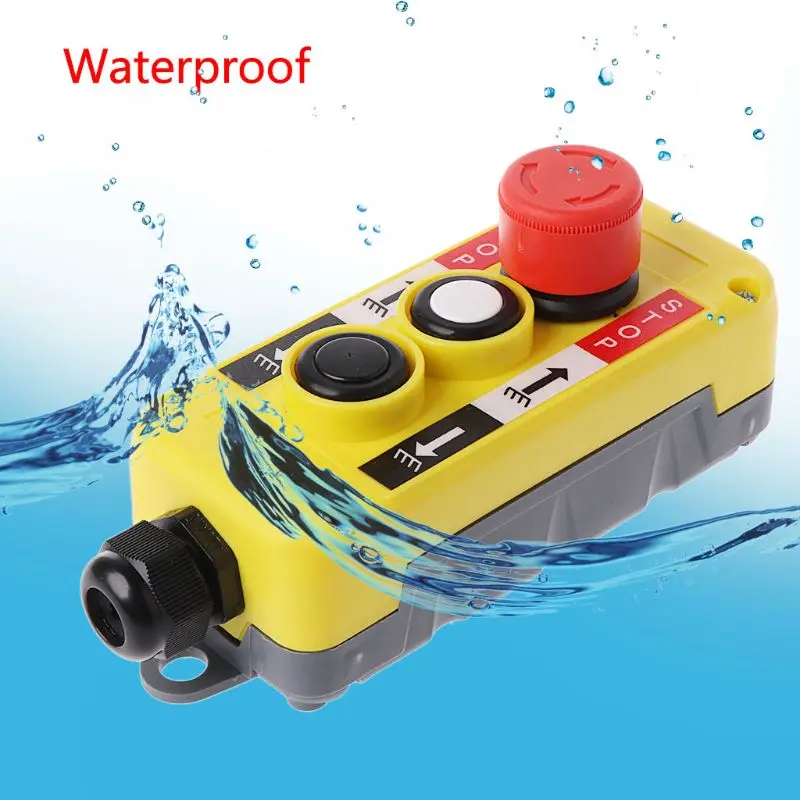 2 Ways Remote Control Waterproof Industrial Push Button with Emergency Stop for Electric Crane Hoist Pendant Dropshippin