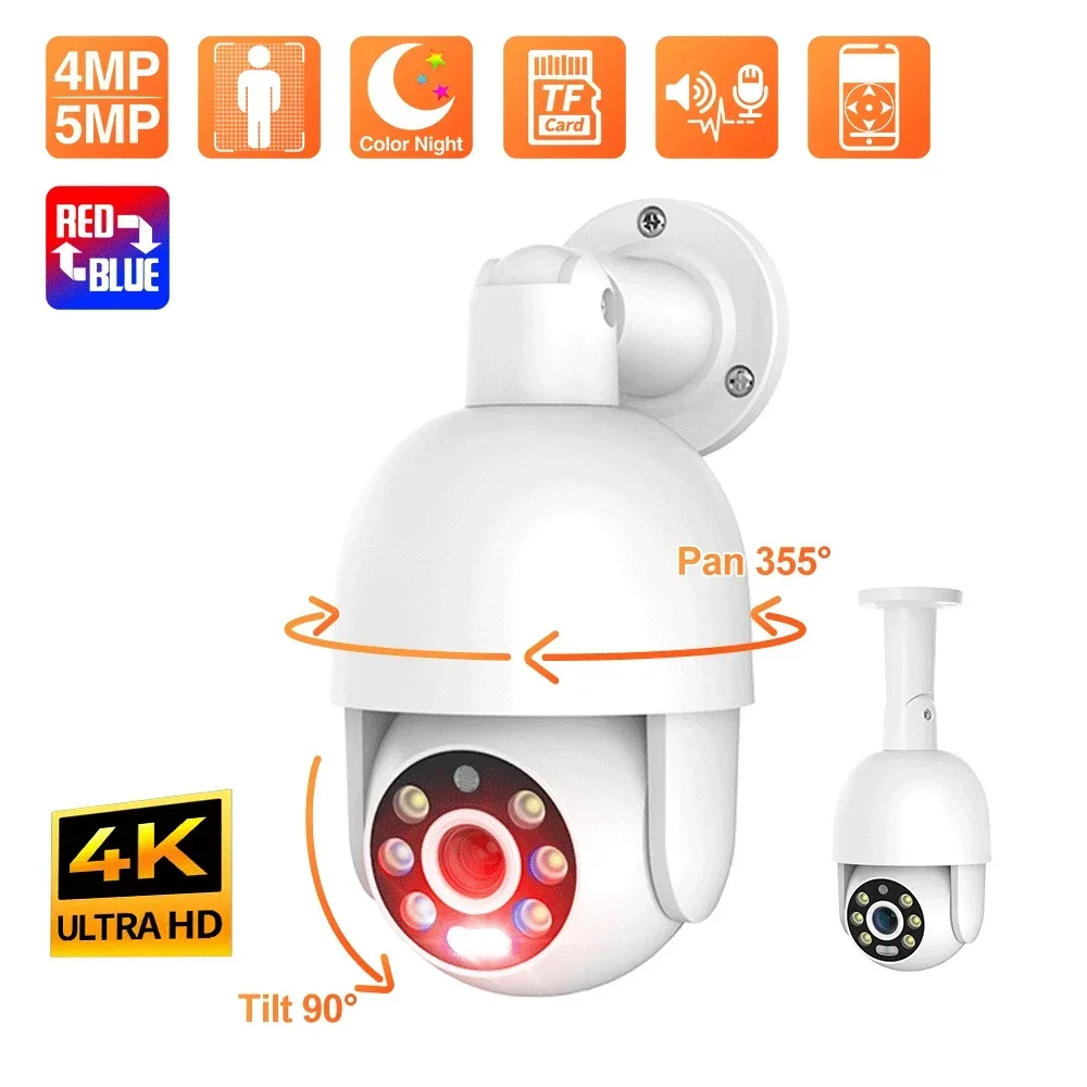 Techage 4MP 5MP 8MP PoE PTZ IP Camera Outdoor Waterproof 2-Way Audio AI Human Detection Security Camera Xmeye NVR System ONVIF