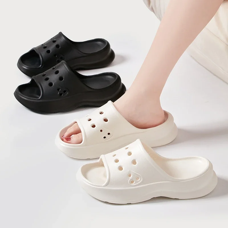 Women Summer Soft Slippers Flat Platform Bathroom Home Men and Women Indoor Non-Slip Anti-Slip Female EVA Cushion Slides Solid