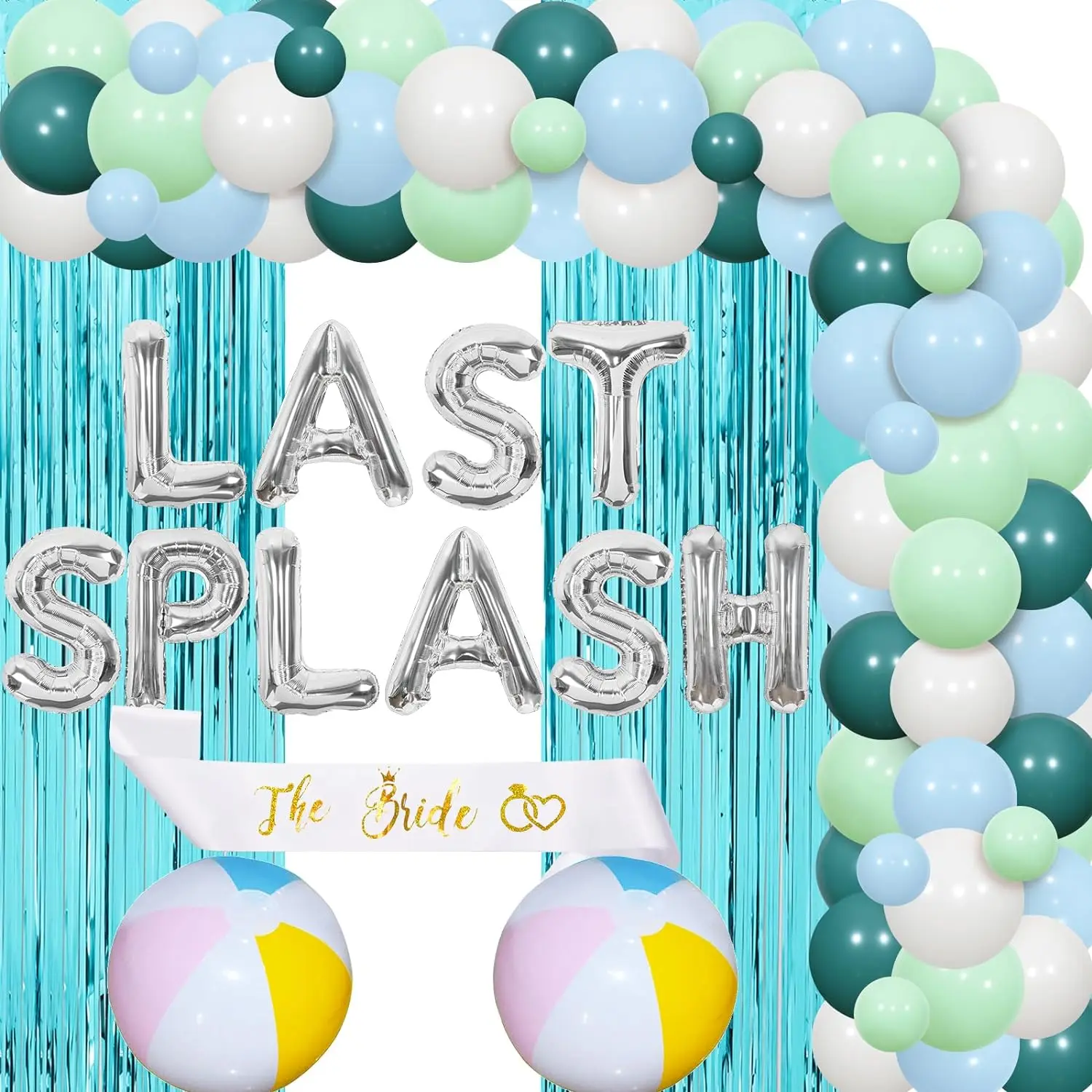 

Last Splash Bachelorette Decor Balloon Garland Banner the Bride Sash Pool Peach Balloon for Summer Pool Bridal Shower Party