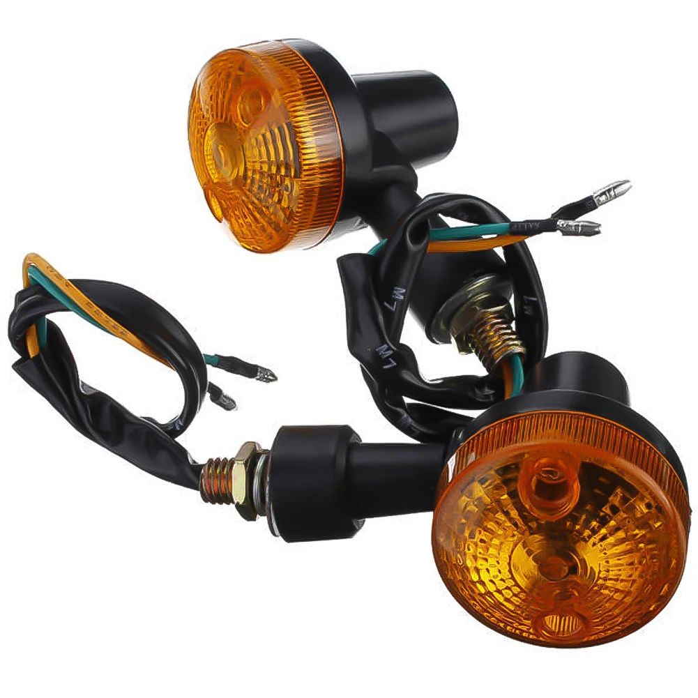 2Pcs Universal 12V Motorcycle LED Turn Signal Lights Round Indicator Lamp Amber Flashers for Suzuki Honda Kawasaki