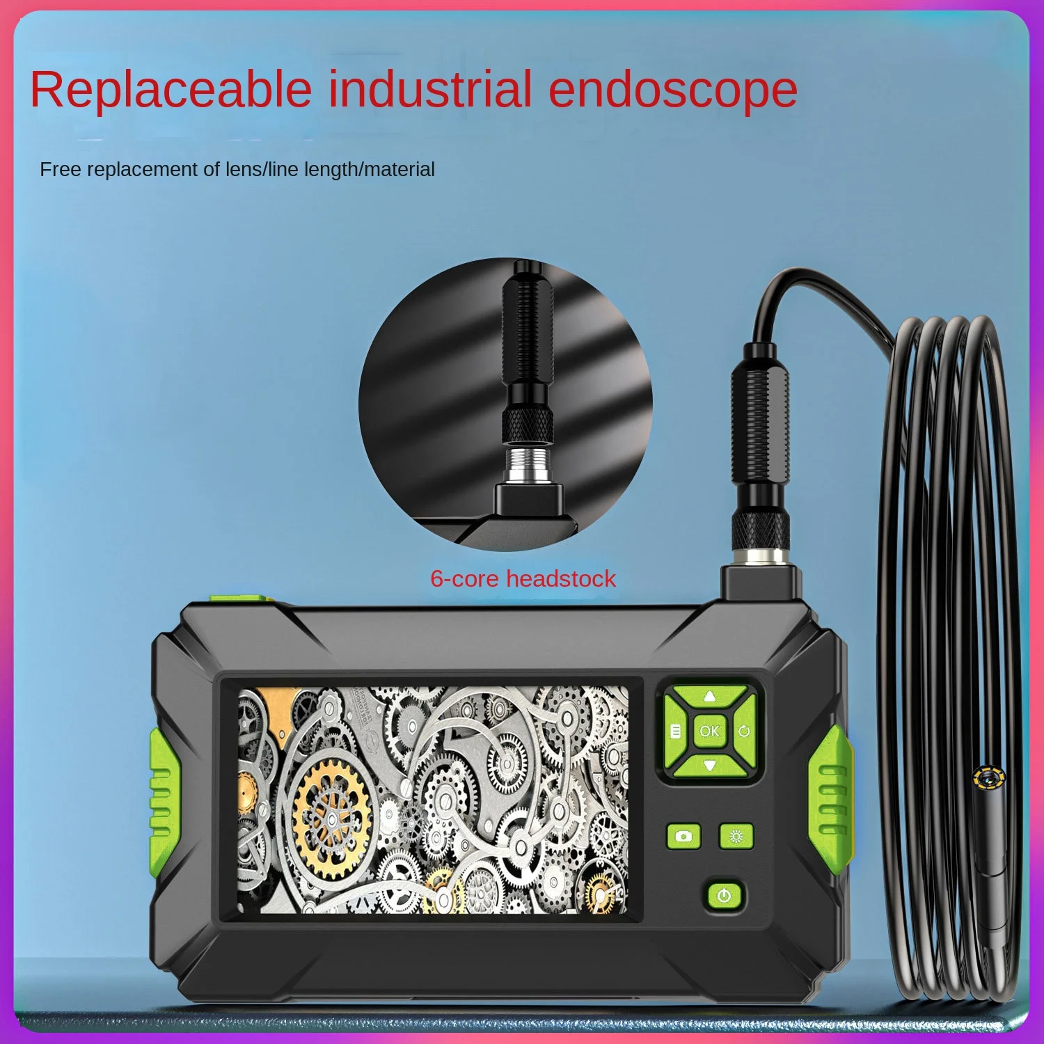 HD Industrial Borescope with Screen 8mm Lens Pipe Camera Vision Detector Video Observation IP67 Waterproof 1080P Borescope