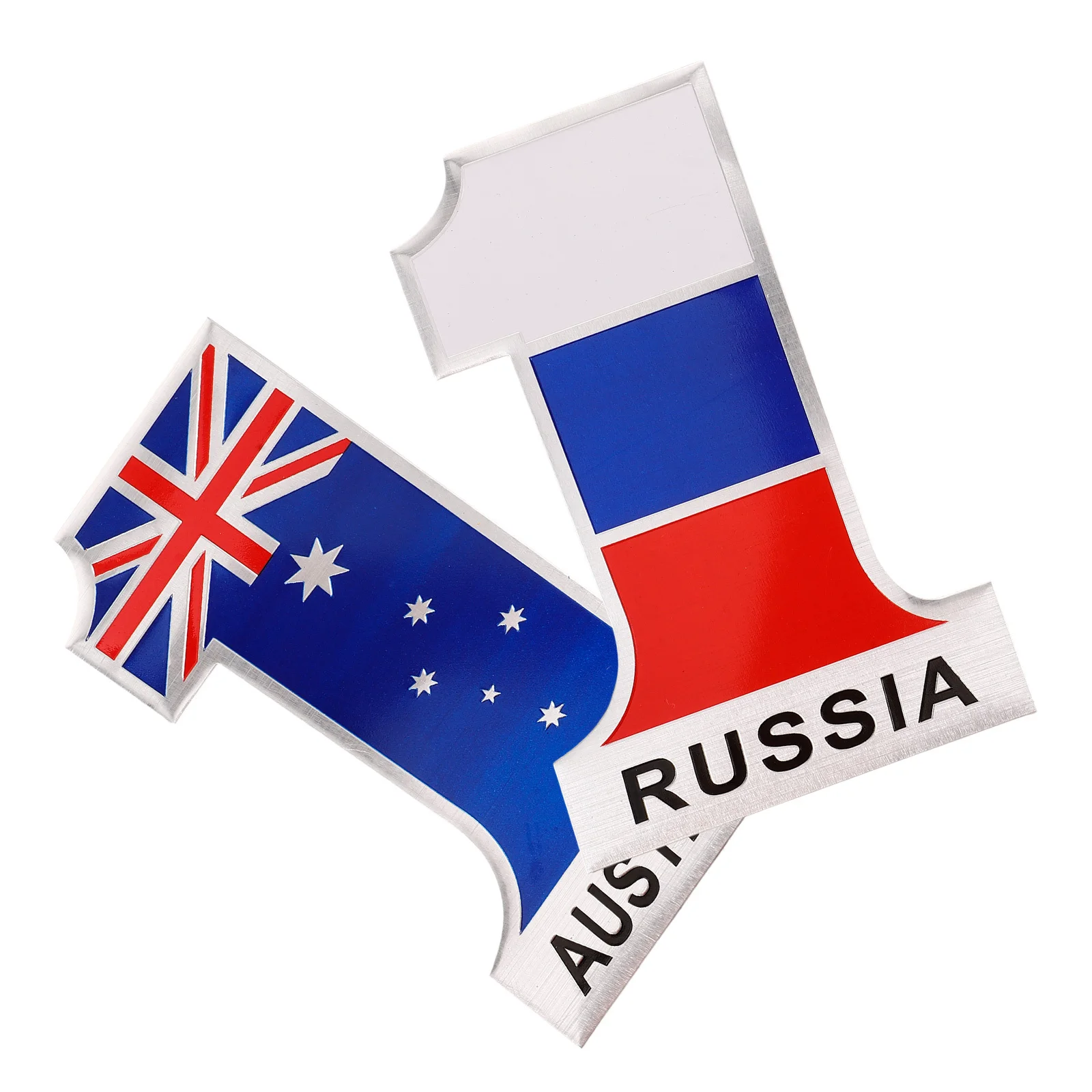 

2pcs Car Sticker Metal Automotive Flag Decal Russian Australian Design Durable Aluminum Alloy Truck Decoration Exterior Vehicle
