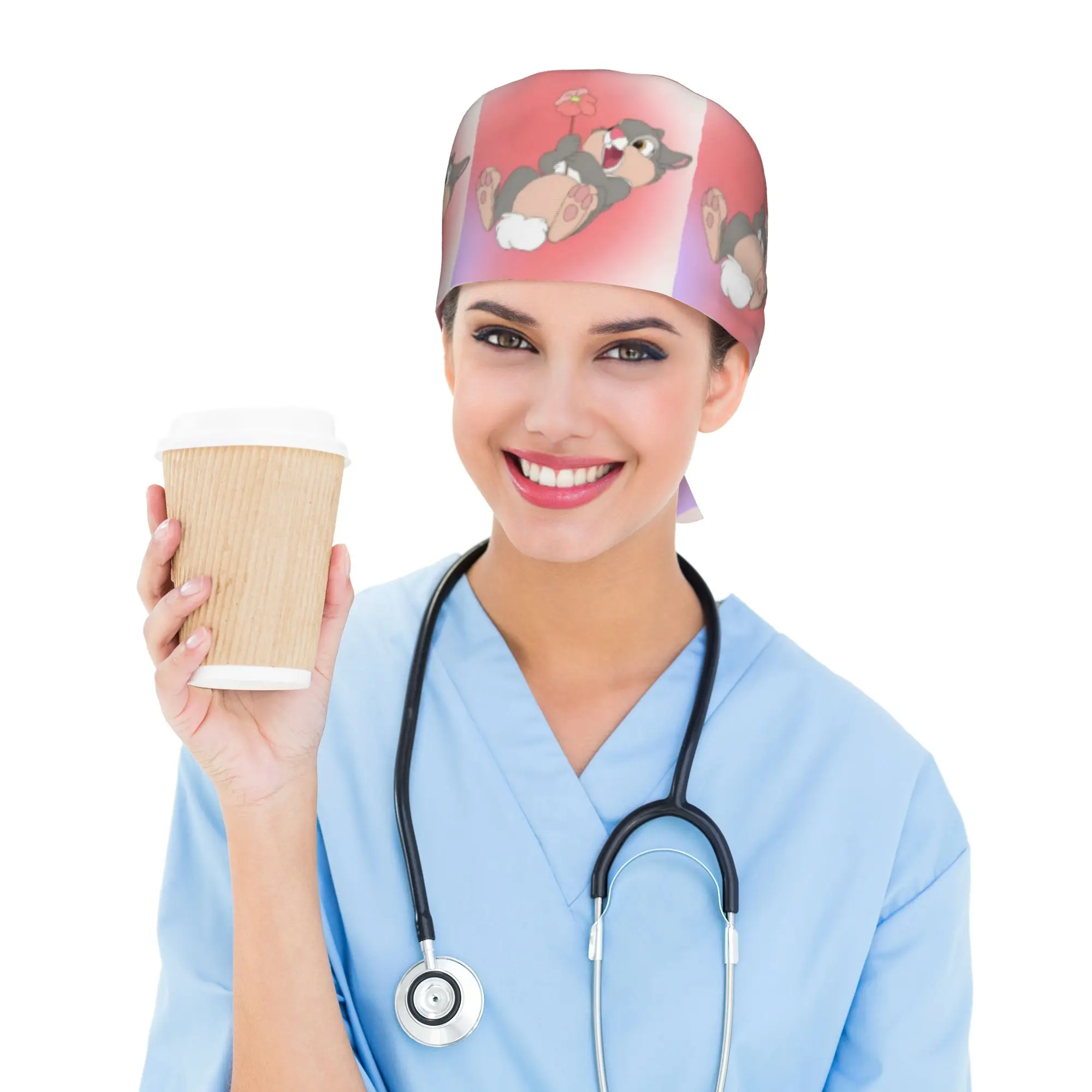 Custom B-Bambies Anime Scrubs Cap Surgical Hats Women Men  Operating Room Cap Operator Hats Lab Works Hat