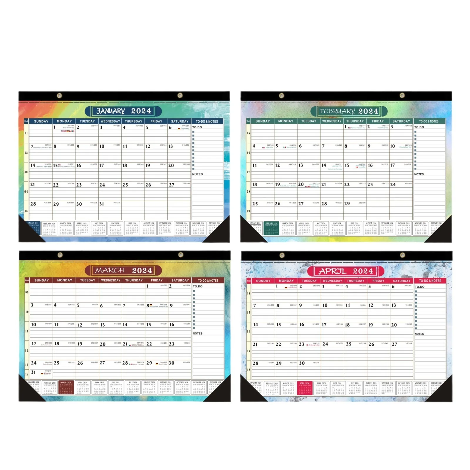 2024-2025 Wall Pendant Wall Calendar, Desk Calendar, 18-Month English Calendar, Home Desk Can Be Placed