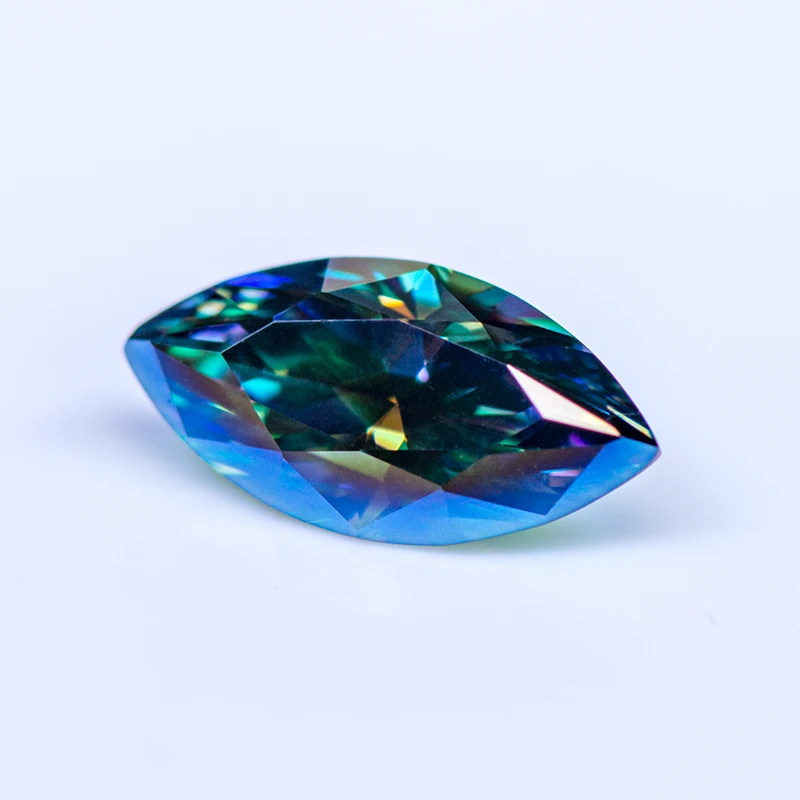 Pietra preziosa Moissanite Taglio marquise Ciondoli di colore verde arcobaleno Pietra preziosa Anello fai da te Collana Orecchini Materiali con