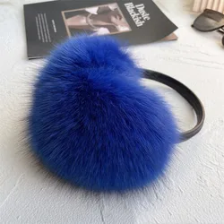 Luxury Earmuff Designer Winter 100% Real Natural Blue Fox Fur Ear Muffs Women Warm Fluffy Fur Earmuffs