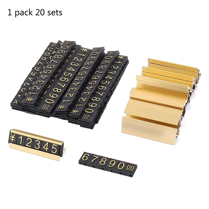 YYSD Gold Number Price Tag Signs 20Sets Arabic Numerals Together Price Cube for Shopping Mall Storage Price