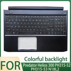 New Original Laptop Case for Predator Helios 300 PH315-52 PH315-53 N18L2 Palmrest Upper Case With US Colorful Backlight Keyboard