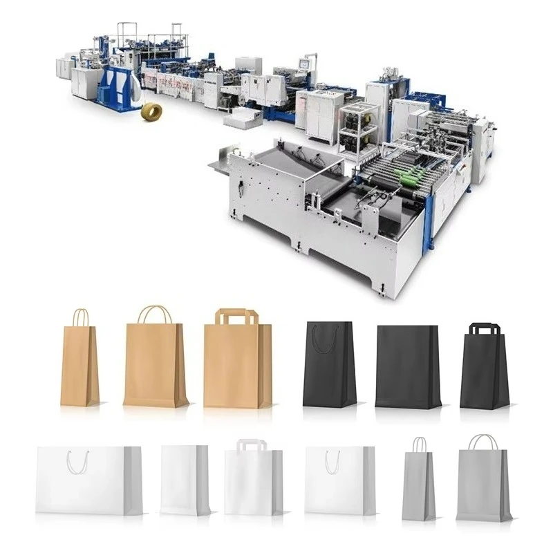 Fully Automatic Sheet Feeding Or Roll Paper Bag Making Machine For Gift Shopping Bag With Handle Fit Kraft Or Art Or Sos Paper