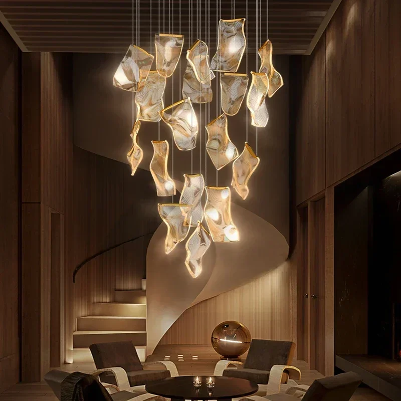 

Modern Luxury Acrylic Led Pendant Light Living Dining Room Decor Chandelier Lighting Villa Stair Lamparas Hanging Lamp Luminaria