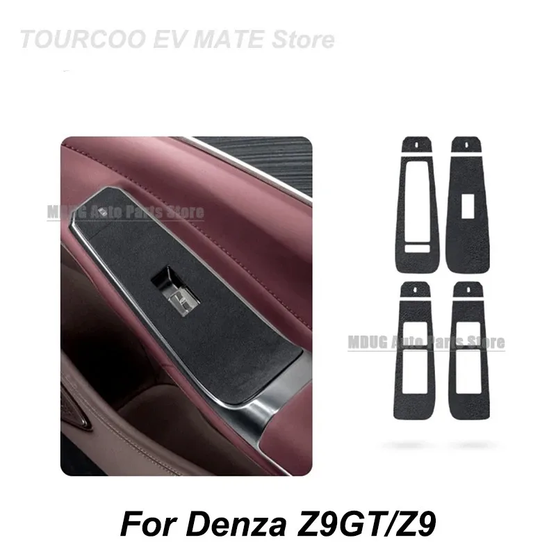 MDUG For Denza Z9GT/Z9 Door Interior Window Lift Button Panel Decor Stickers Alcantara Suede Protective Stickers