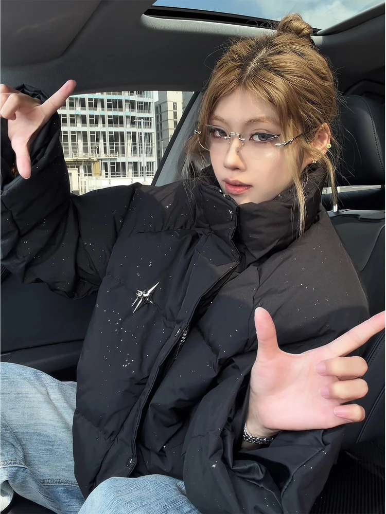 

Bla Star Collar Men's Cotton Jaet Winter Northeast Cold Resistance Warmth Bread Sle Cleanfit Cotton Coat Outerwear