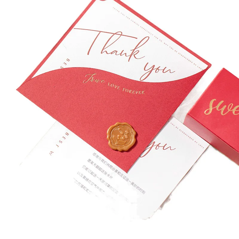 Customized. Ins-style Elegant Three-piece Set Wedding Simple Invitation Card Thank You Card Direct Sale Wedding Candy Box