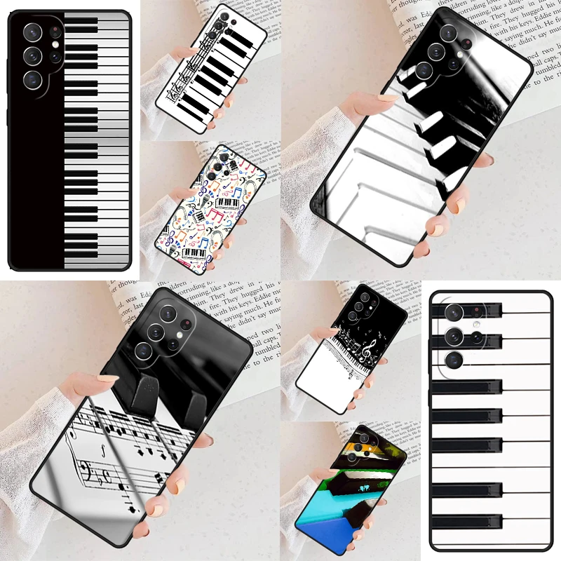 Piano keys Vintage Music Notes SOFT Cell Phone Case for Samsung Galaxy S26 Ultra S25 S24 S23 S22 S21 S20 Note10 Cover