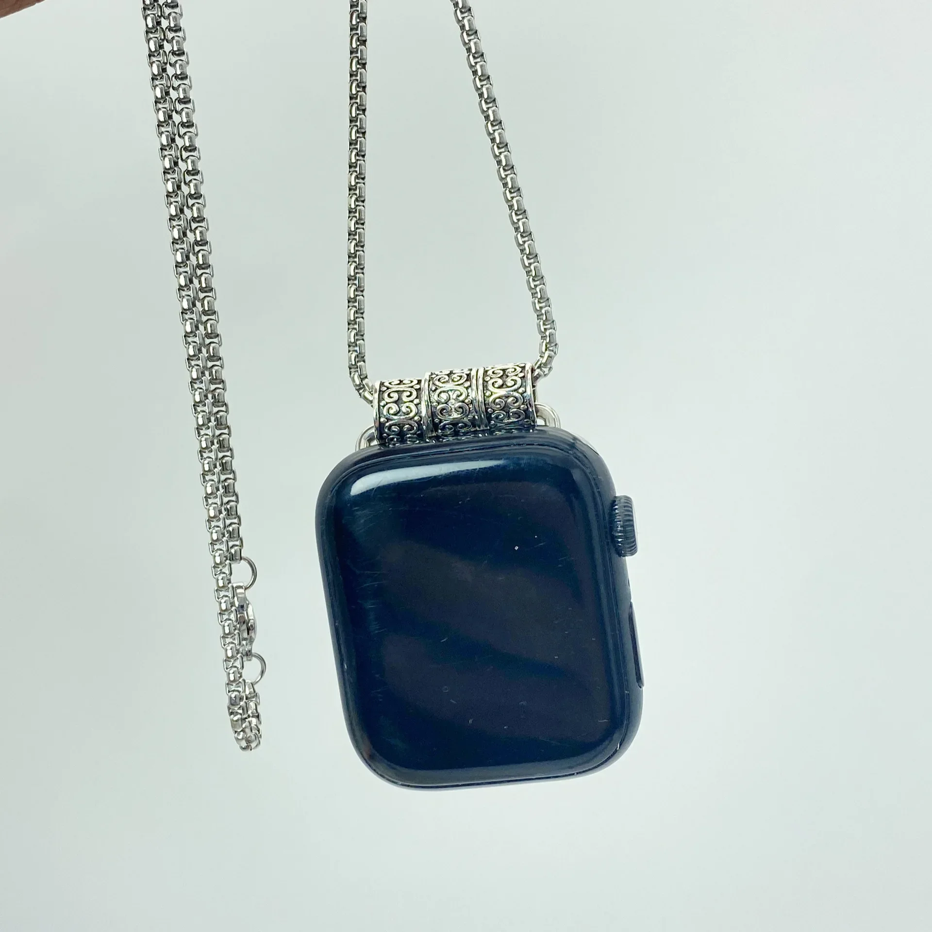 Fashion Long Watch Necklace Retro Metal Chain Anti Lost Pendant Compatible With Apple Watch iWatch All Series Accessory - view 3