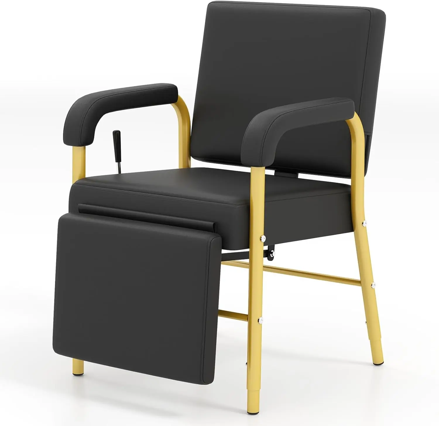 Shampoo Chair, Barber Salon Reclining Shampoo Chair, Hair Stylist, Leg Support, Salon Spa Beauty Equipment (Gold)