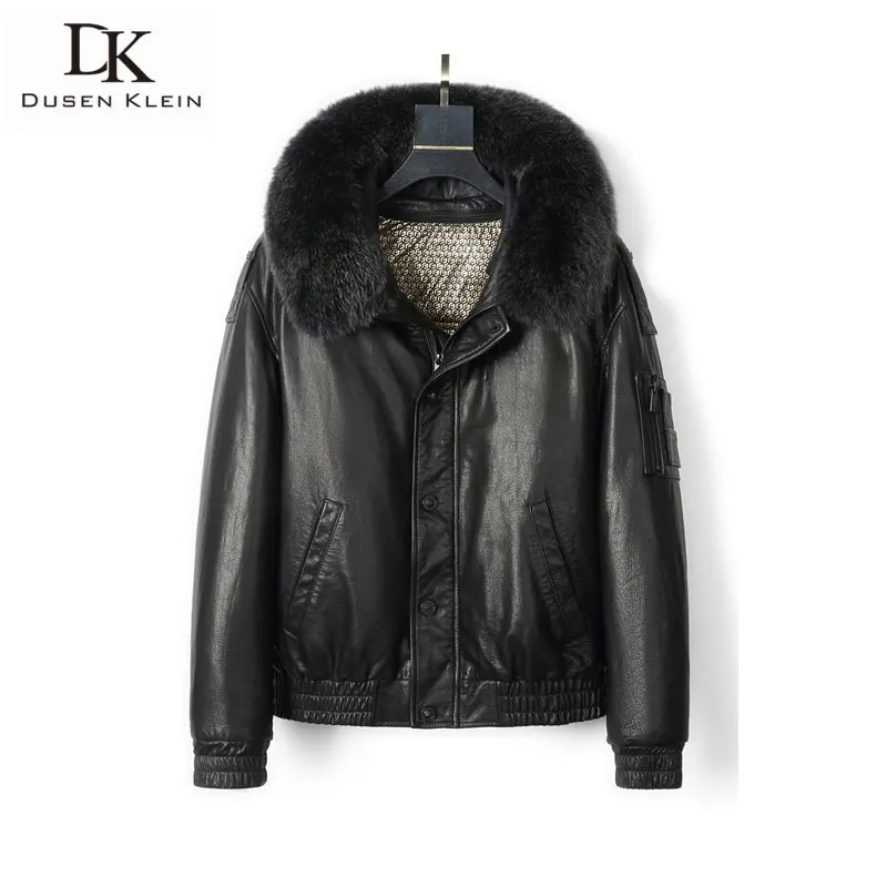 Men Genuine Leather Jackets Leather Down Coats Winter Warm Coat Sheepskin+Duck Down 6XL N-Y2302