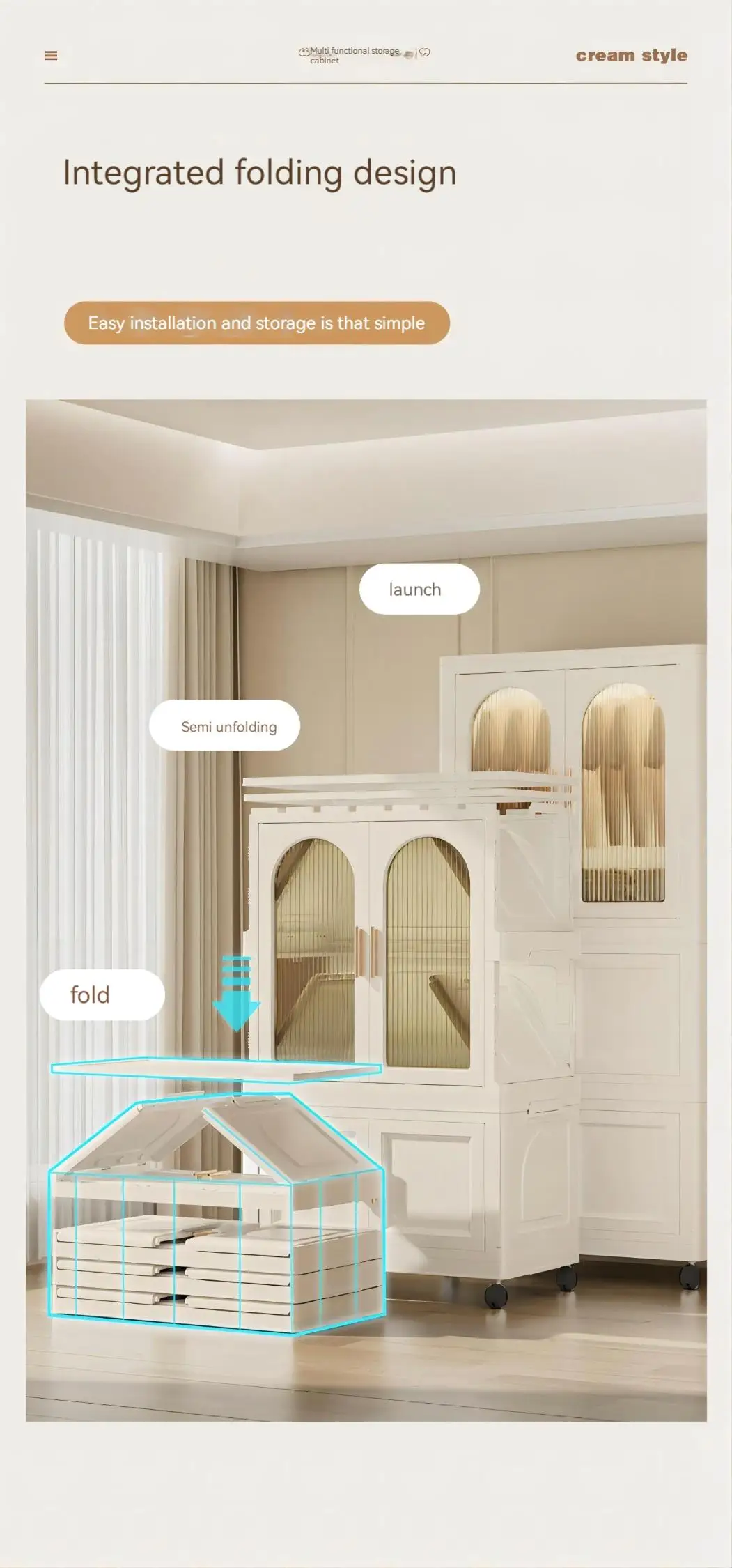 25.59” Folding Wardrobe with Magnetic Door & Wheels – 1 Layer Cabinet + 2 Folding Boxes + 10 Hangers, Space-Saving Storage