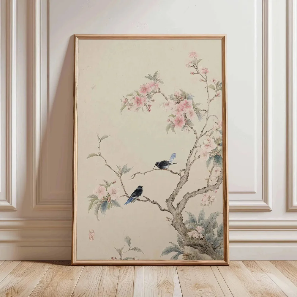 Chinese Zen-inspired Natural Botanical Forest Poster Print Frameless Serenity Pine Tree Floral Canvas Art Home Living Room De