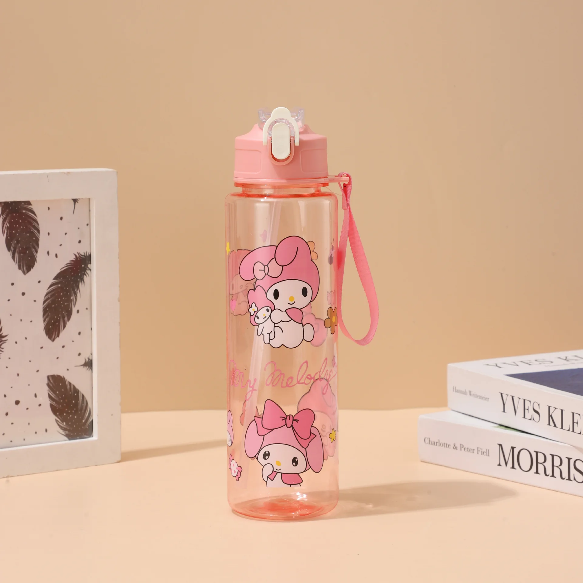 

1PCSNew bouncing cup straight straw cup outdoor large capacity with a rope