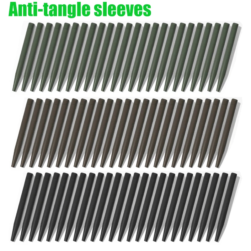 50 Stück/150 Stück Anti-Tangle-Schläuche für Angeln, Karpfenangeln Endverbindungshaken Gummirohre, Schwarz/Grün/Braun – Detail 1