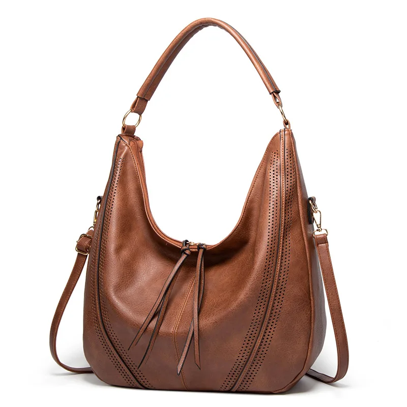 Large Casual Hobos Women Handbag Hollow PU Leather Women's Shoulder Bag Tassel Female Big Tote Bags for Ladies Hand Bags Commute