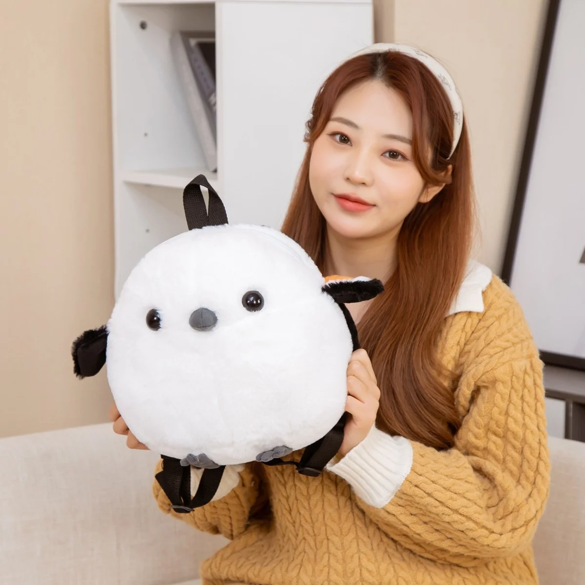 นกการ์ตูนตุ๊กตากระเป๋าเป้สะพายหลังคาวาอิ Titmouse ตุ๊กตาไหล่กระเป๋าฤดูใบไม้ร่วงและฤดูหนาวสไตล์เด็กกระเป๋านักเรียนของขวัญอนุบาล