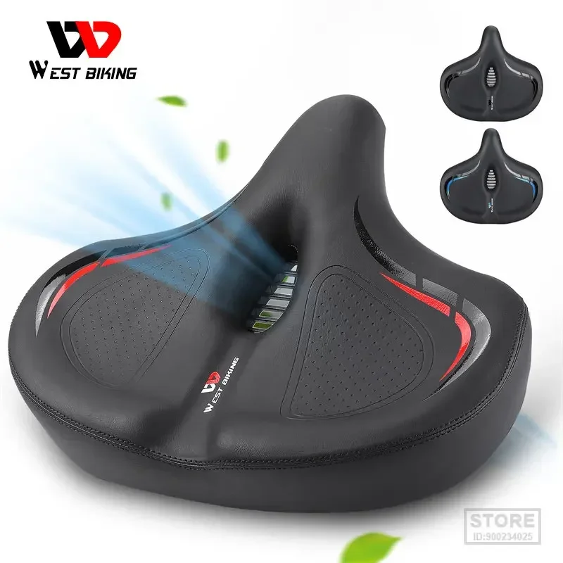 WEST BIKING Oversized MTB Bike Seat Wide Bicycle Sofa-Like Comfy Saddle Universal Electric Bike Exercise Stationary Bike Seat