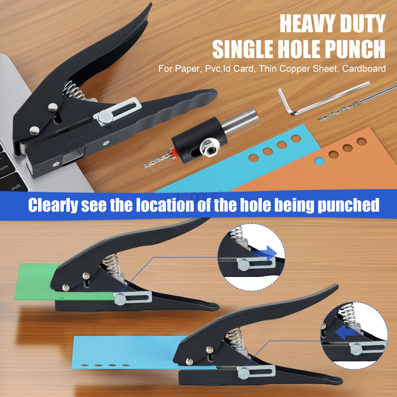 Manual Edge Band Puncher Plier 8mm Hole Card Punching Tool for Plastic Sheet DIY Paper PVC ABS Opener Nail Hole Punch Pliers