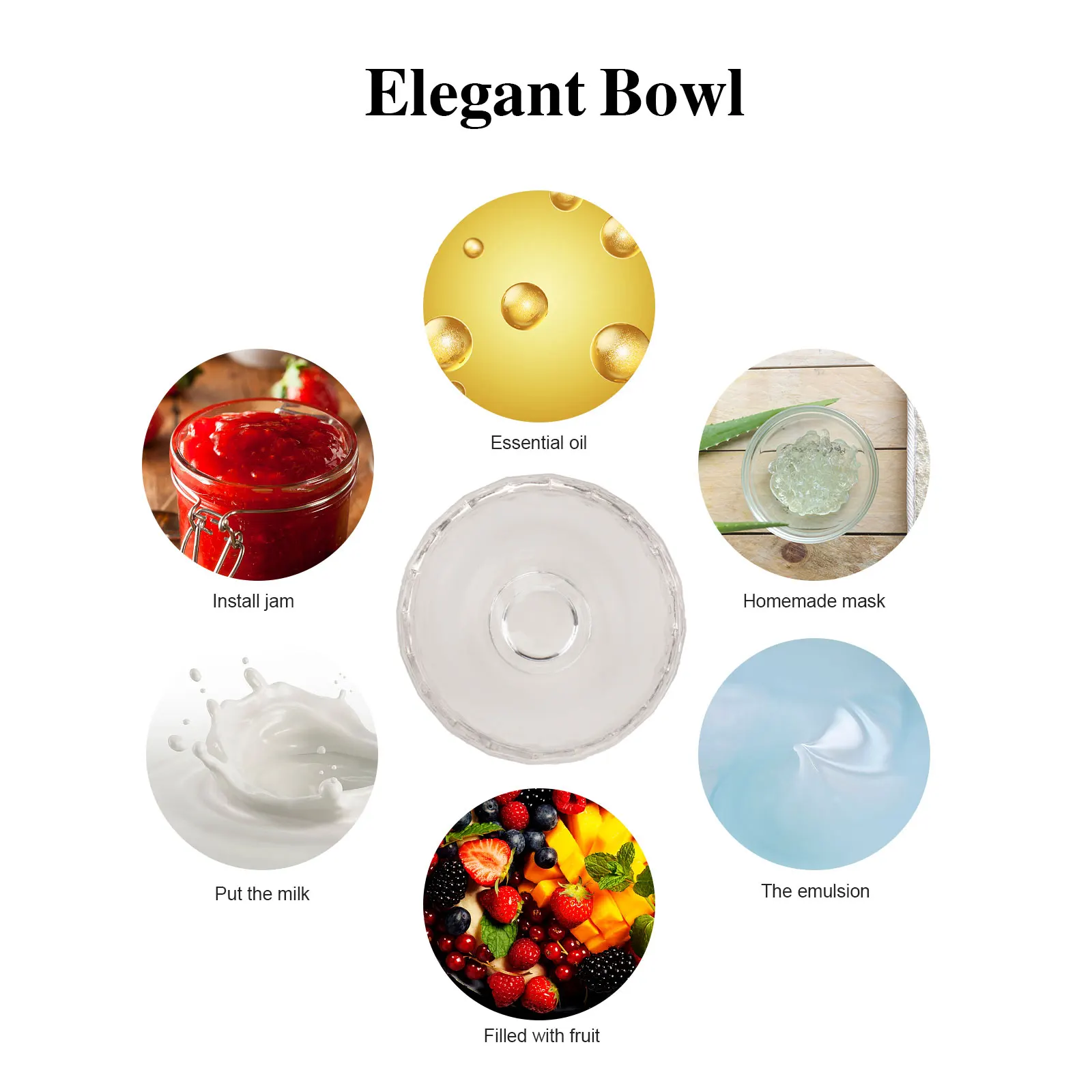 

2Pcs Essential Oil Crystal Bowls Transparent Facial Mask Mixing Bowls Skincare Beauty Tool Mud Mask Bowl Crystal Bowl