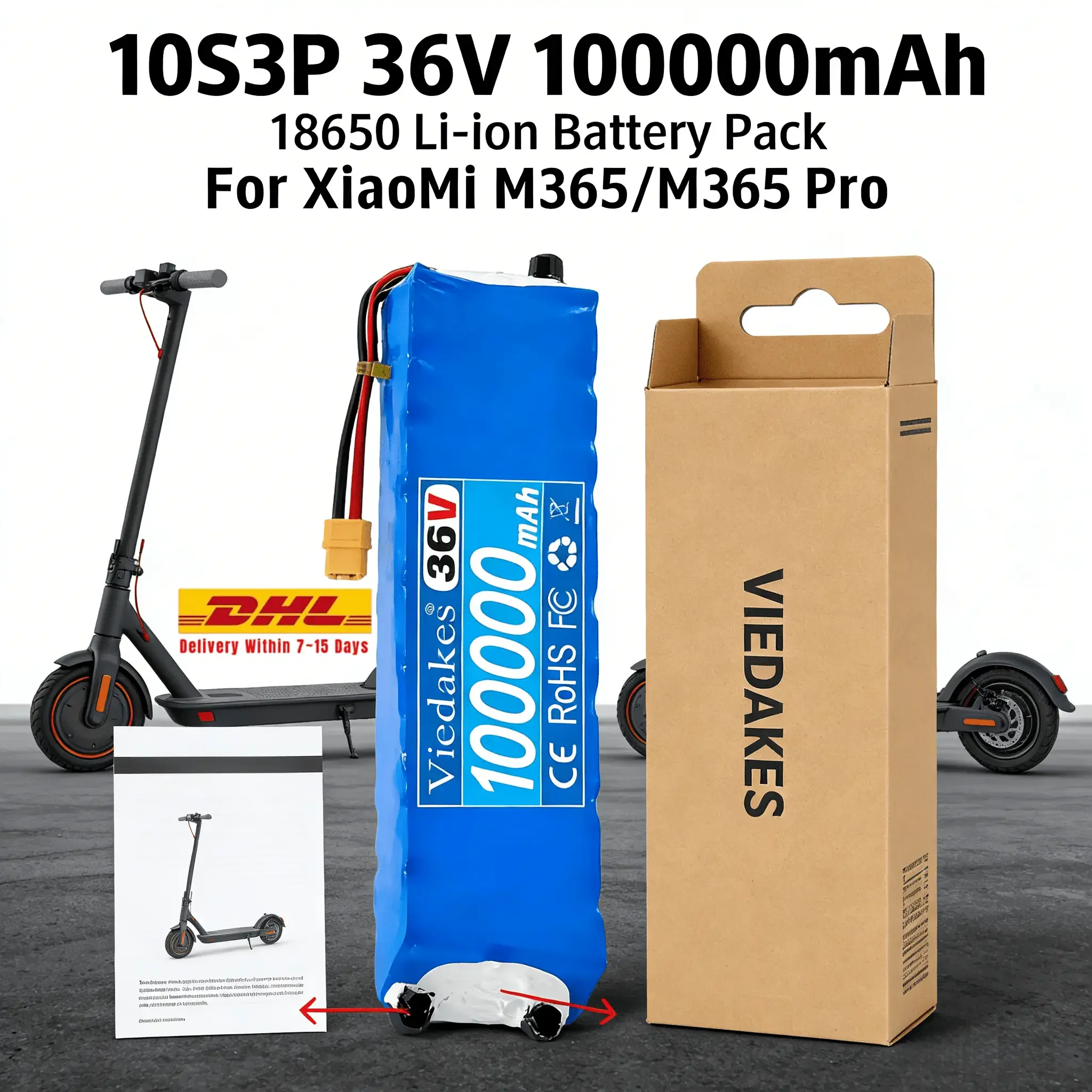 

Прецизионно калиброванный аккумуляторный блок 10S3P 18650 Li-ion с точной емкостью 36В 100Ач для электросамокатов Xiaomi M365/M365Pro 36В