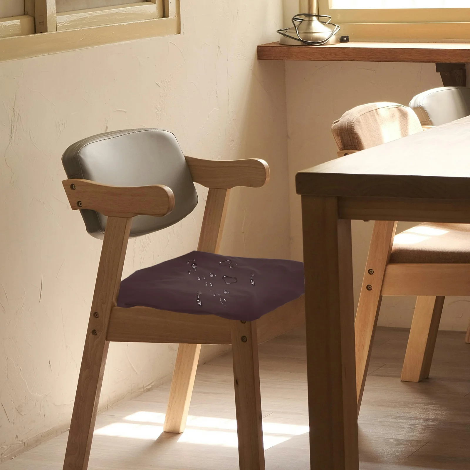 

2Pcs Waterproof Chair Covers PU Elastic Dining Chair Protector Slipcovers Home Hotel Party Banquet Seat Cover Cushion