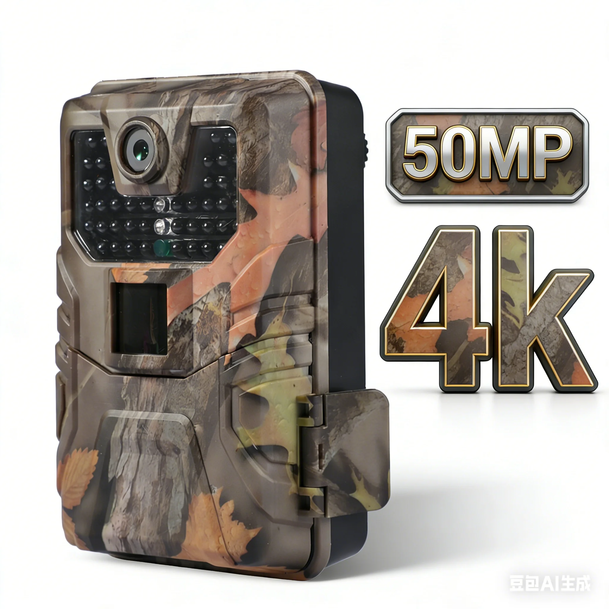 50MP 4K Trail Camera 65ft Detection Range IP66 Waterproof No Glow Night Vision 75ft Trigger Distance for Wildlife Monitoring