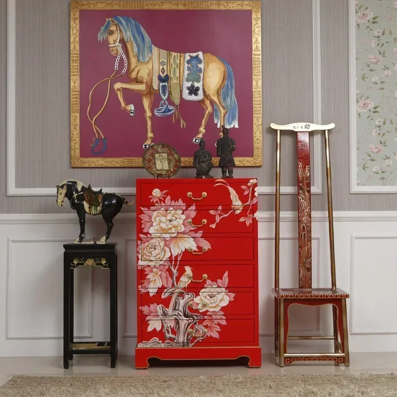 Новый китайский стиль, китайский красный шкаф с несколькими ведрами, шкаф из цельного дерева, декоративный шкаф для виллы, шкафчик для спальни, свадебной комнаты