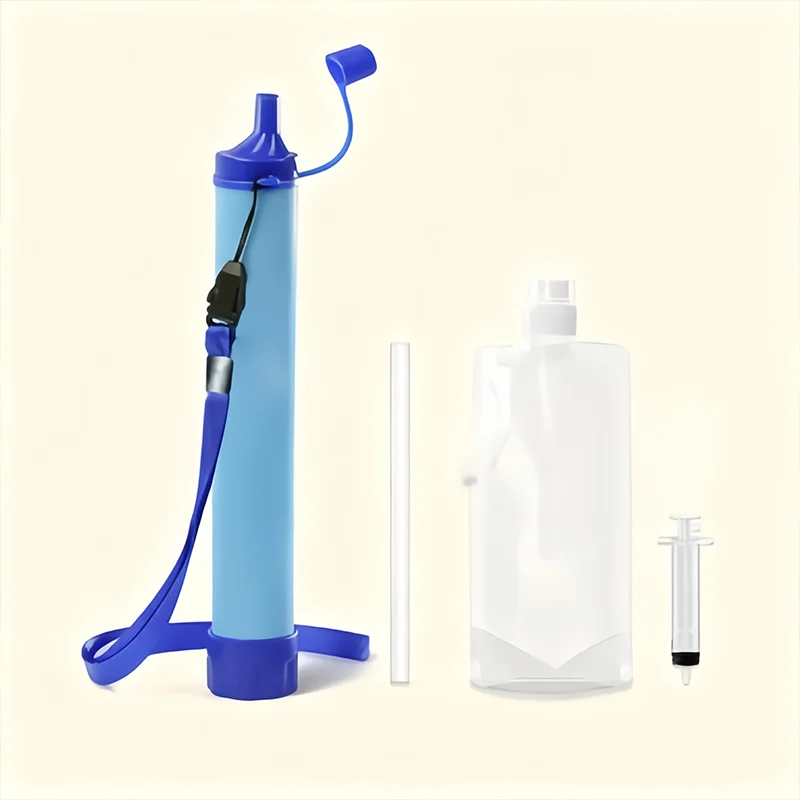 منقي مياه خارجي محمول لإزالة البكتيريا، فلتر مدمج للتخييم والمشي لمسافات طويلة والبقاء على قيد الحياة في حالات الطوارئ ومياه الشرب الآمنة