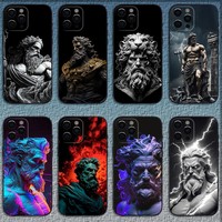 Greek God Statue Face Zeus Phone Case For iPhone 16,15,14,13,12,11,Pro,X,XS,Max,XR,Plus,Mini Soft Black Cover