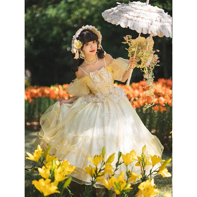 

Daydream whisper Lolita Chicken rolls long everyday large Lolita flower wedding dress