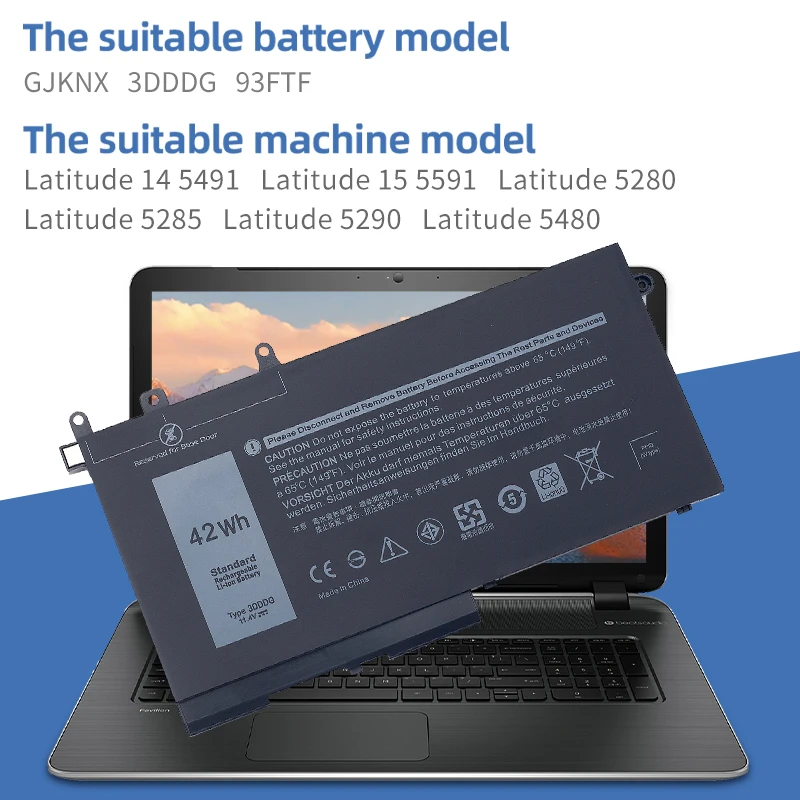 SUOZHAN New 3DDDG 11.4V 42WH Laptop Battery For Dell Latitude 5280 5288 5480 5580 5490 5590 5491 5591 5495 5488 M3520 M3530 Seri