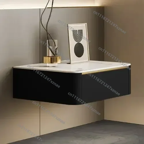 Modern Style Creative Floating Nightstand 1 Drawer Bedside Table with Sintered Stone Top, Fast Shipping