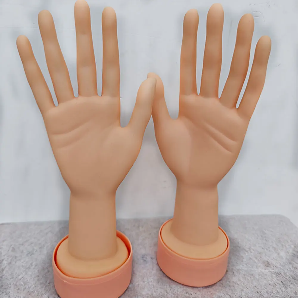 

A Pair High Quality Realistic Silicone Mannequin Hands Lifelike Soft Model Hands for Jewelry Display Nail Art Manicure Teachin