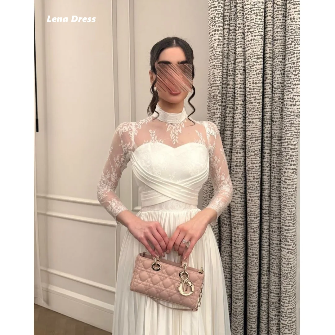 

Lena Round Neck Elegant Evening Dresses for Woman Luxury Women Evening Dress Lace Customized Long Sleeves Wedding Prom Gown 2026