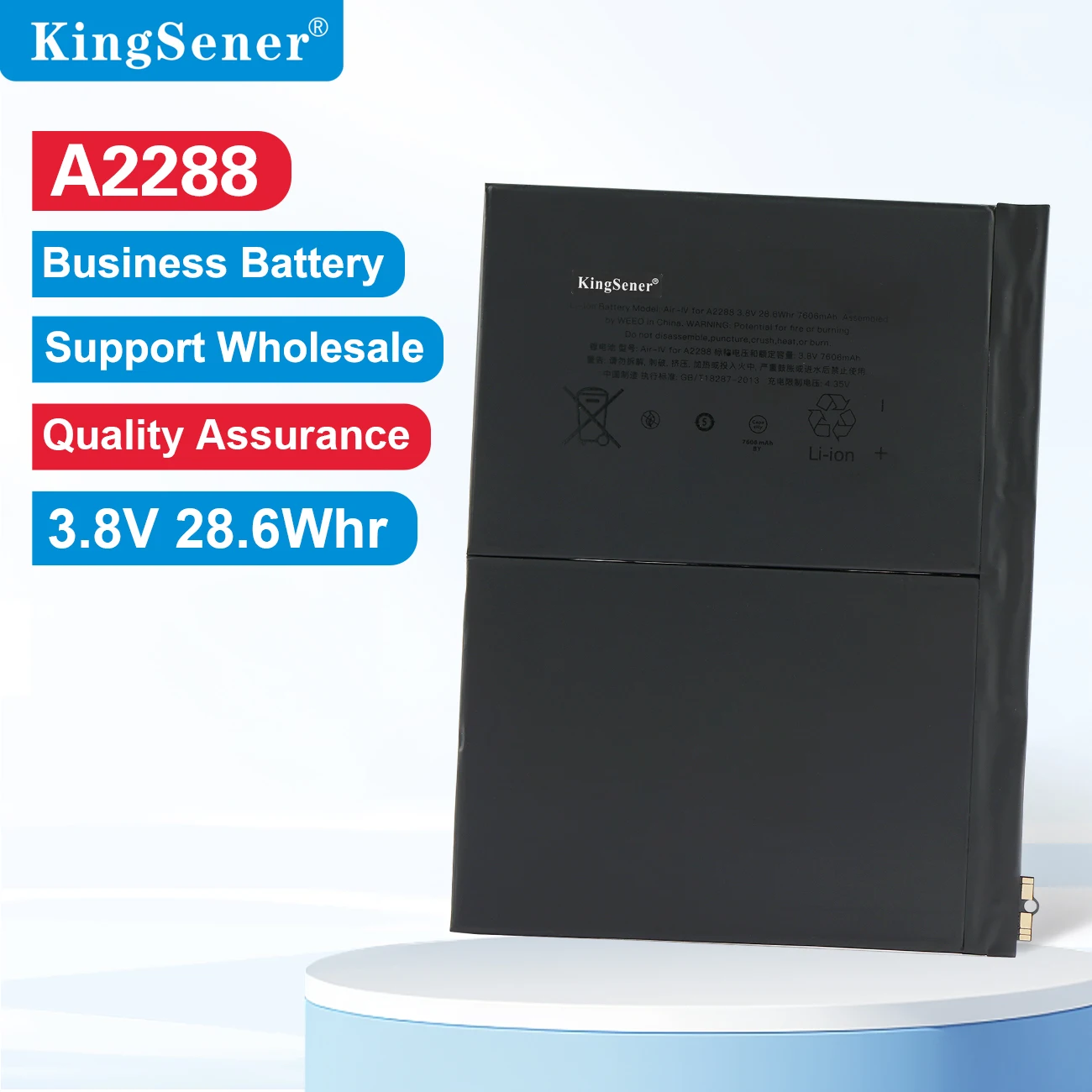 

KingSener A2288 Tablet Battery For Apple iPad Air 4 10.9'' 2020 Year A2316 A2324 A2325 A2072 3.8V 7606mAh