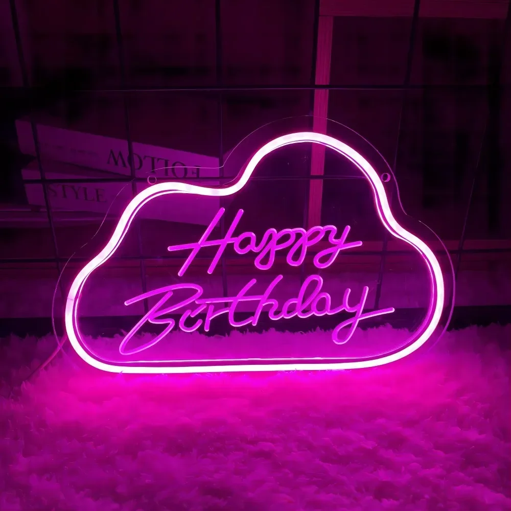 

Happy Birthday Cloud Neon Carves Personal Custom-tailor Letter Light For Friends Birth Gift Bedroom Decoration Neon on The Wall