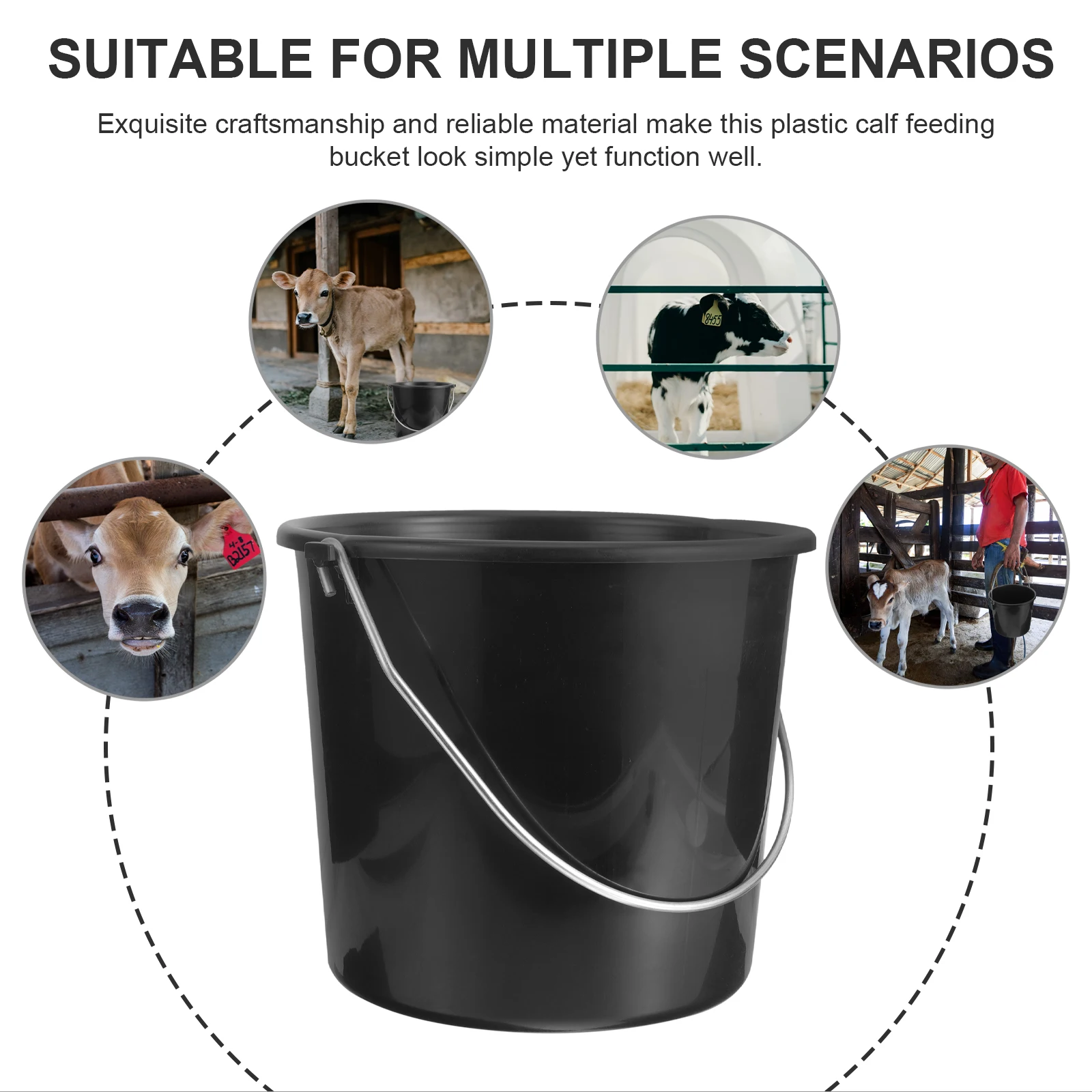 

8L Calf Fence Accessories Feeding Bucket Thickened Plastic Farm Water Storage Portable Large Capacity Calves Feed Container