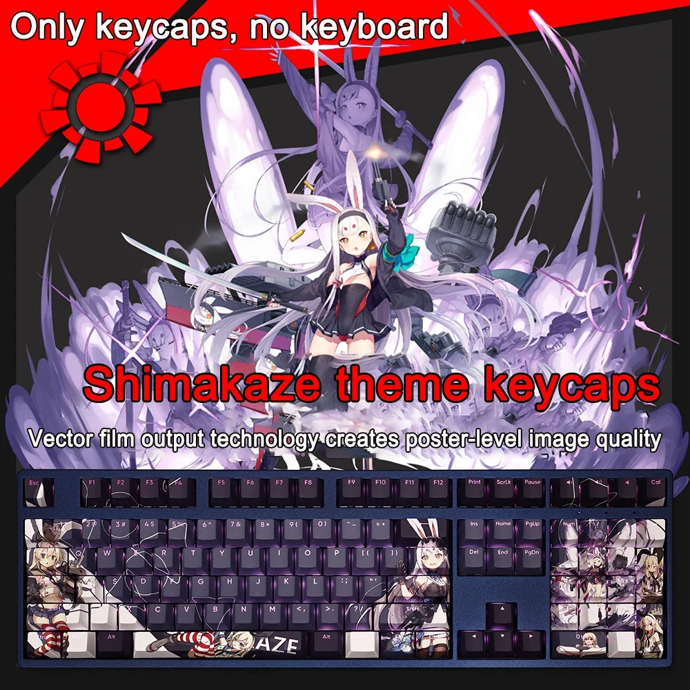 Game COLLECTION Tastenkappen Shimakaze Tastenkappen PBT Dye-Sub Cherry Hintergrundbeleuchtung Mx Tastenkappen Anime Tastenkappen für ANSI 61 87 104 108 Layout – Detail 15