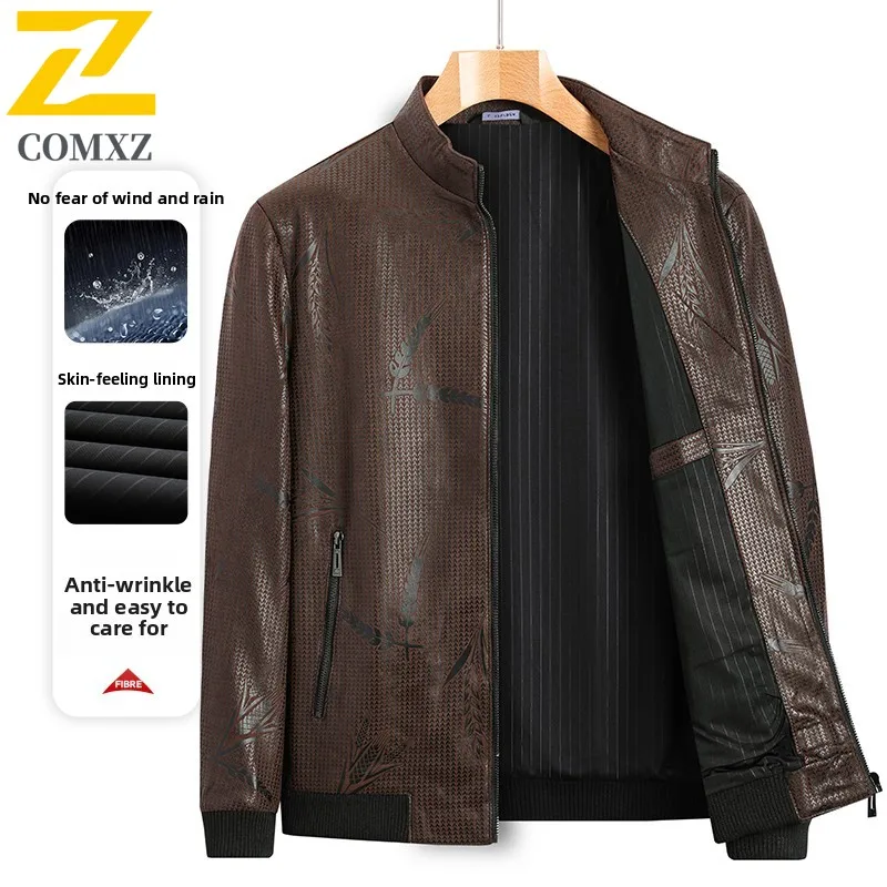 

Male Fashion Baseball Leather Jacket Streetwear Men Outerwear Leather Coat 2025 New Men Stand Collar Club Motorcycle PU Jacket